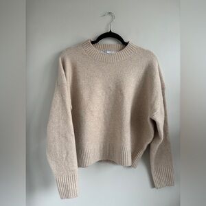 Zara Women's Beige Crew Neck Sweater